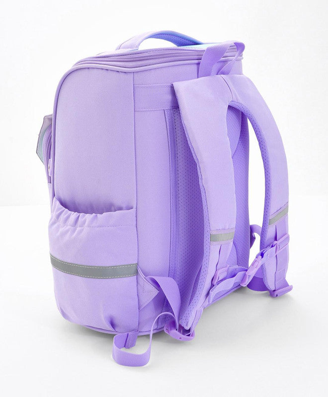 Bonfino School Bag, Night Reflective Light, S-Spine Curve Support, Heat-Dissipating Mesh Back, 6 Years+, Purple - 17 Inches
