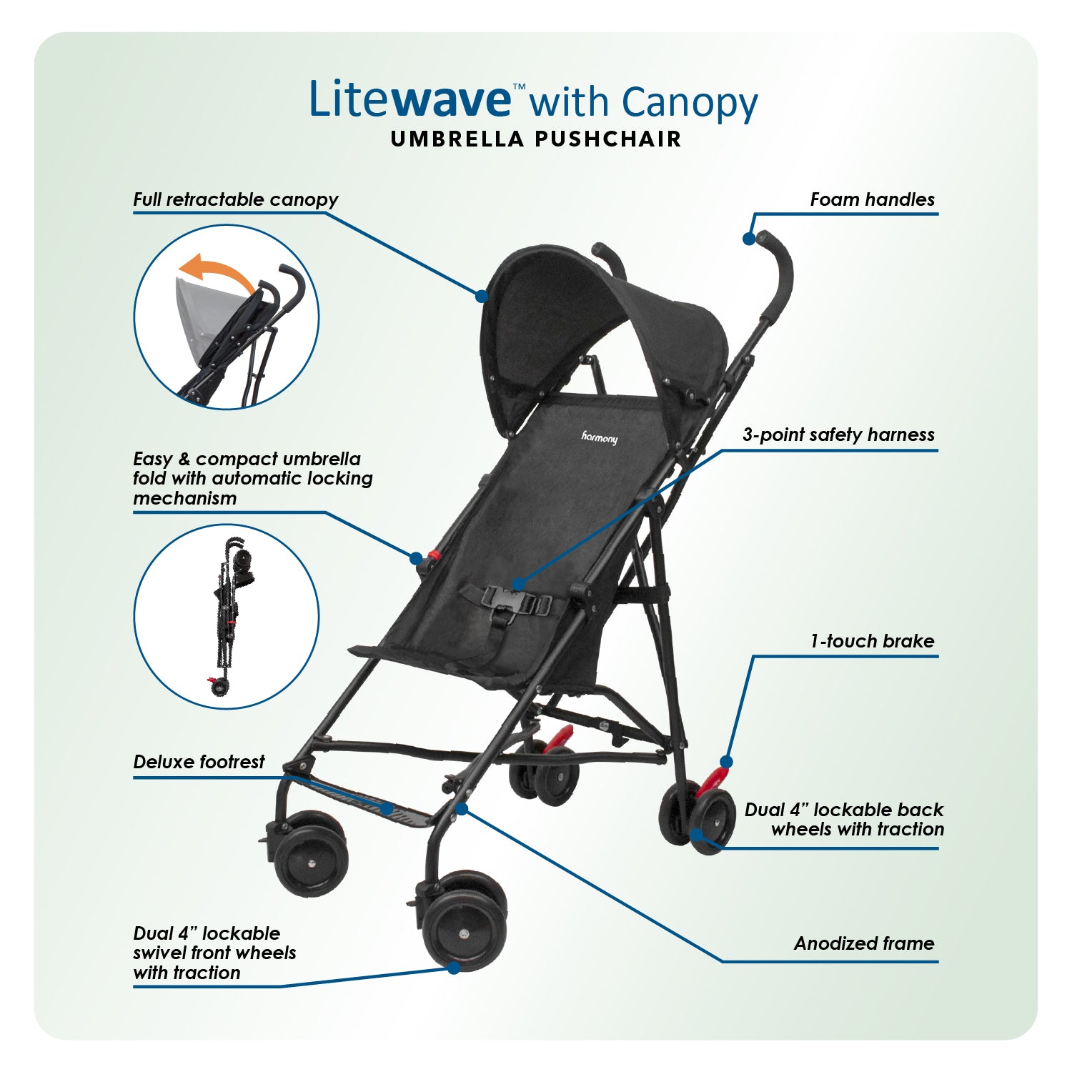 Harmony Litewave with Canopy Umbrella Pushchair