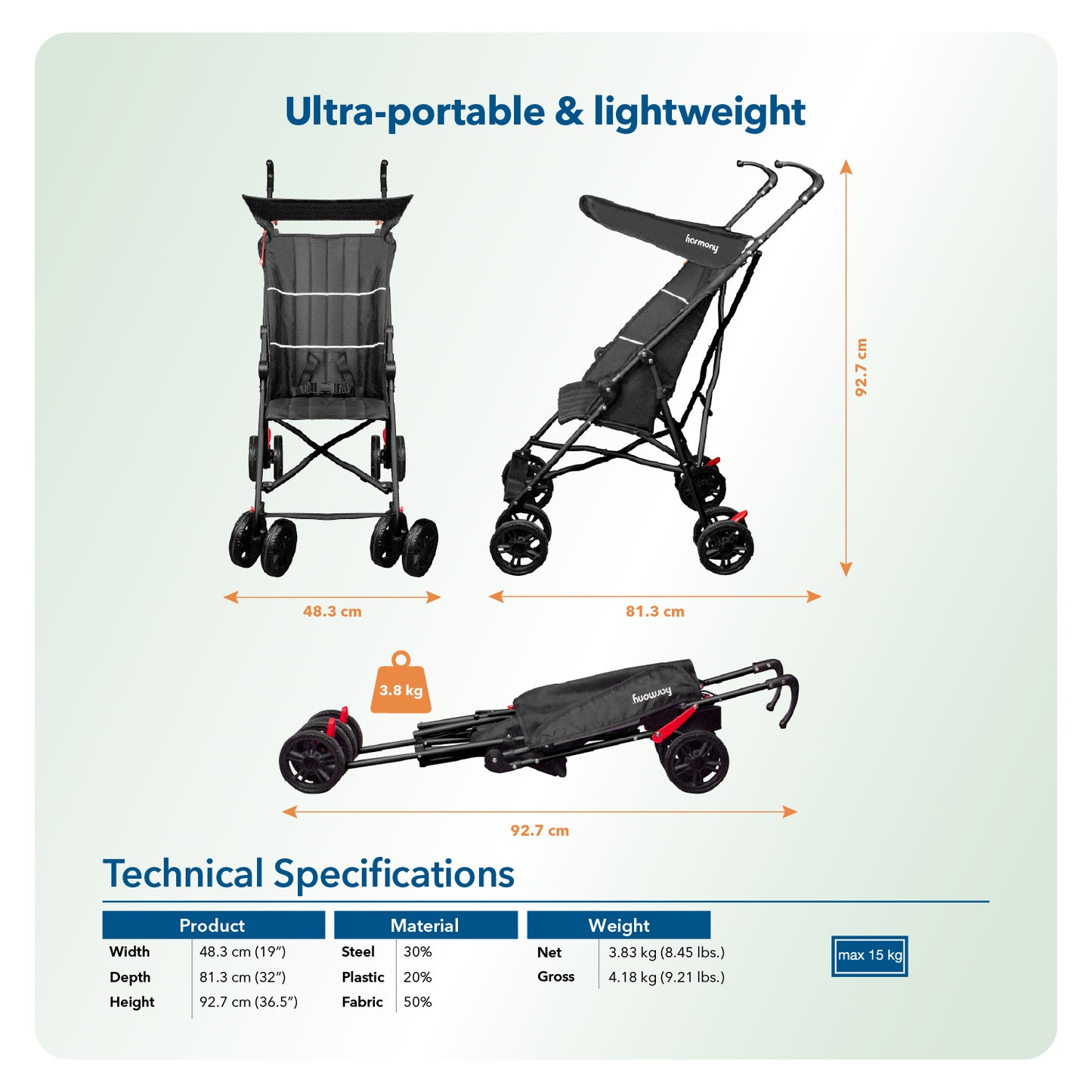 Harmony Versa Umbrella Fold Luxury Stroller