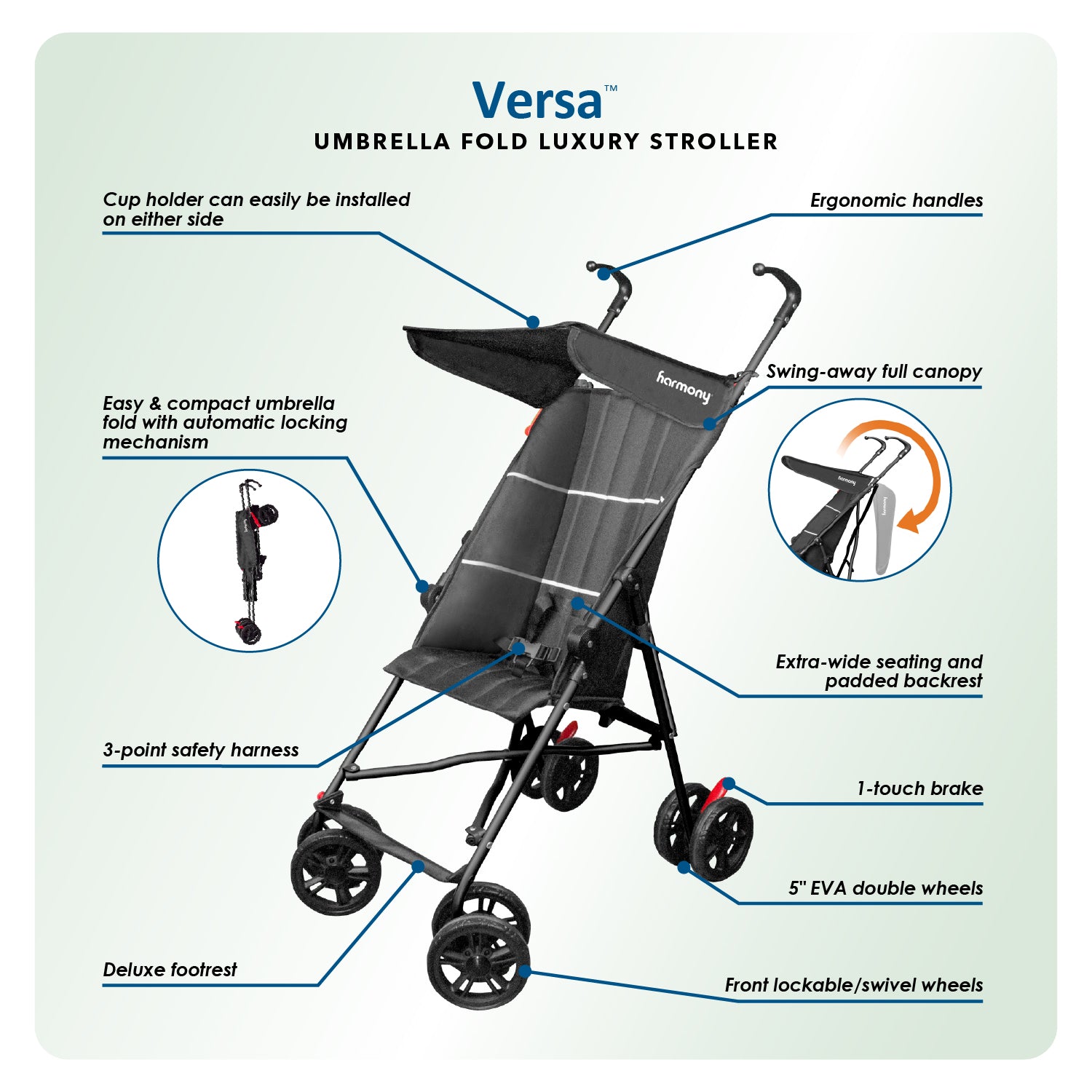 Harmony Versa Umbrella Fold Luxury Stroller