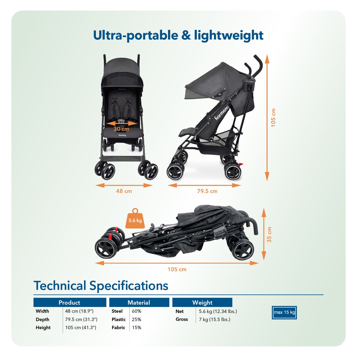 Harmony  Aspire Deluxe 
Umbrella Fold Stroller