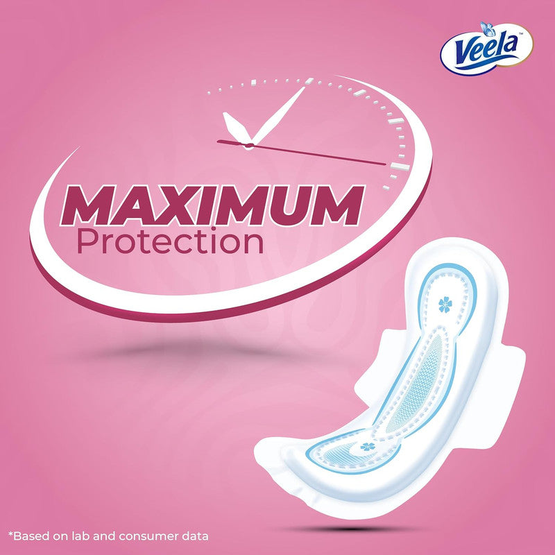 Veela Cushion Soft Maxi Pads for Women - Ultra-Soft, Breathable, and Leak-Proof Sanitary Napkins, Heavy Flow Feminine Hygiene Pads (REGULAR, 12, count)