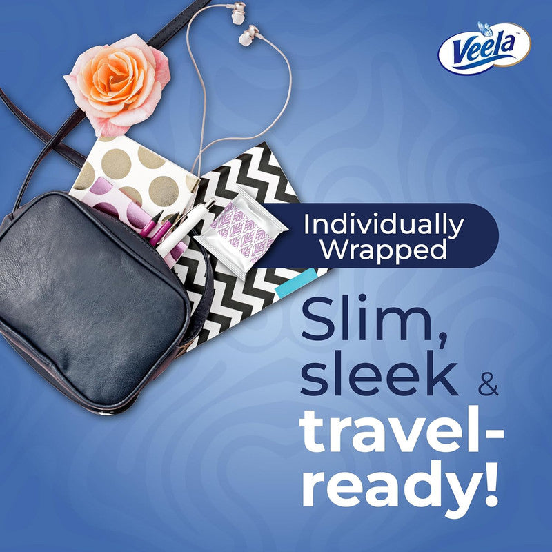 Veela Cushion Soft Ultra Thin Pads for Women - Ultra-Soft, Breathable, and Leak-Proof Sanitary Napkins, Heavy Flow Feminine Hygiene Pads (Long, 8, count)