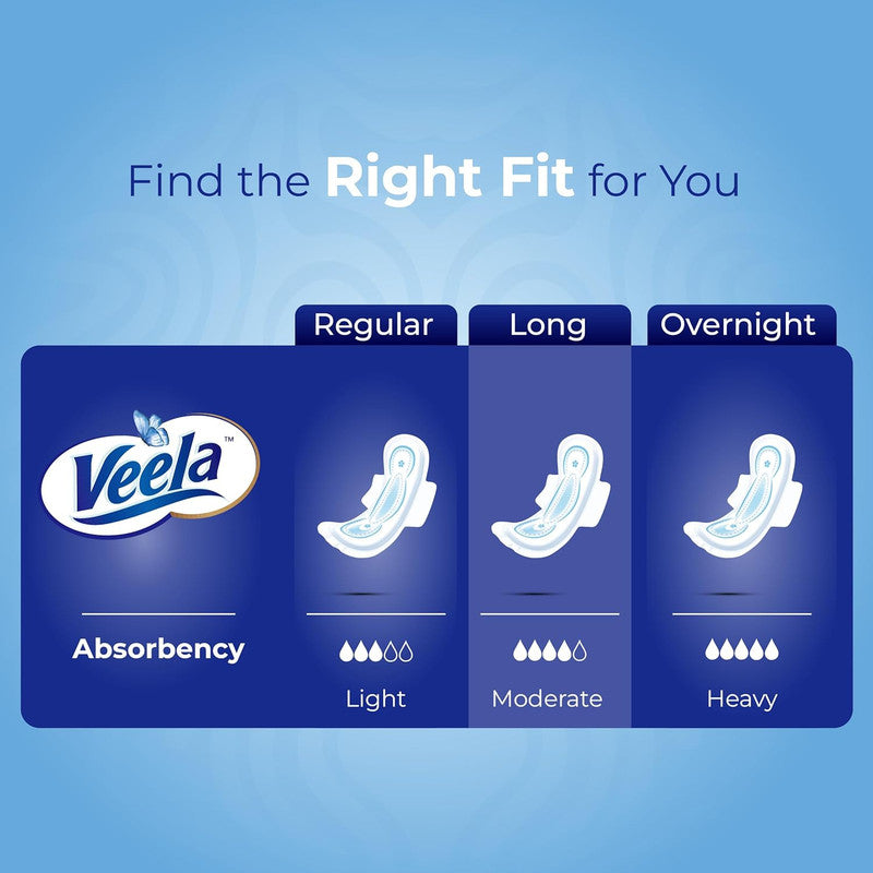 Veela Cushion Soft Maxi Pads for Women - Ultra-Soft, Breathable, and Leak-Proof Sanitary Napkins, Heavy Flow Feminine Hygiene Pads (LONG, 10, count)