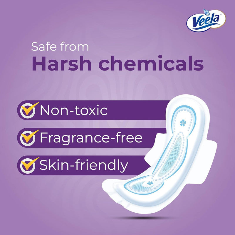 Veela Cushion Soft Maxi Pads for Women - Ultra-Soft, Breathable, and Leak-Proof Sanitary Napkins, Heavy Flow Feminine Hygiene Pads (OVERNIGHT, 8, count)