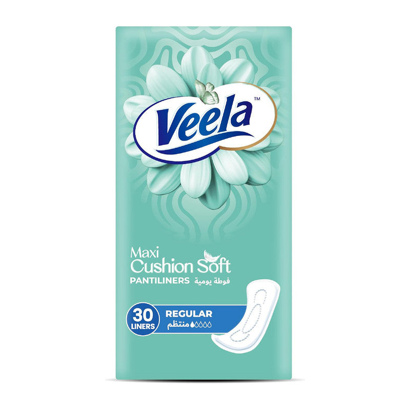 Veela Cushion Soft Pantiliners - Ultra-Soft, Breathable, Leak-Proof Daily Feminine Hygiene Protection and Everyday Freshness (Regular, 30, count)