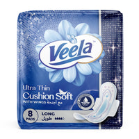 Veela Cushion Soft Ultra Thin Pads for Women - Ultra-Soft, Breathable, and Leak-Proof Sanitary Napkins, Heavy Flow Feminine Hygiene Pads (Long, 8, count)_1