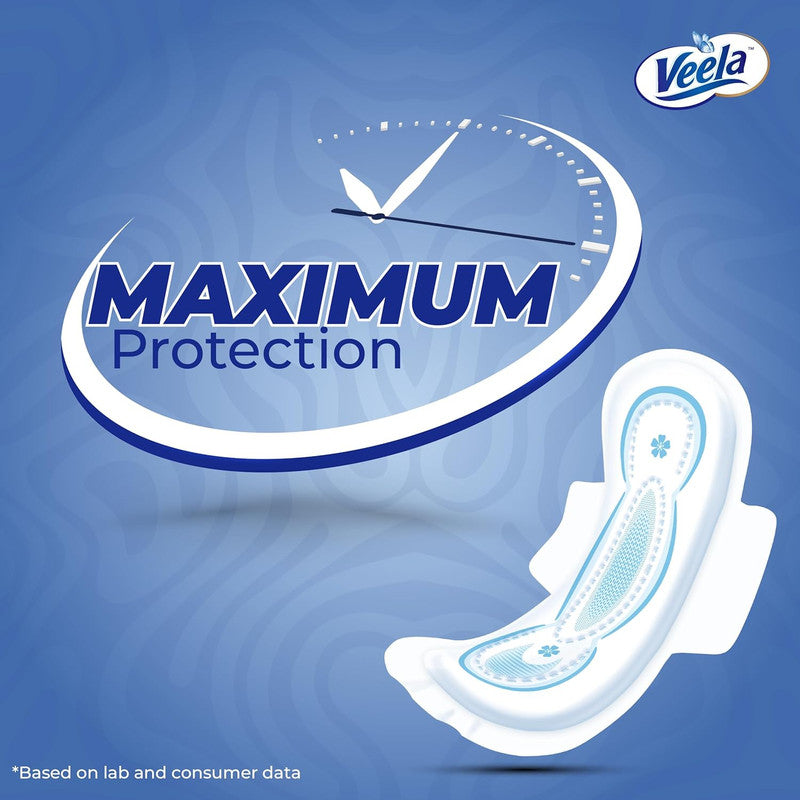 Veela Cushion Soft Ultra Thin Pads for Women - Ultra-Soft, Breathable, and Leak-Proof Sanitary Napkins, Heavy Flow Feminine Hygiene Pads (Long, 8, count)