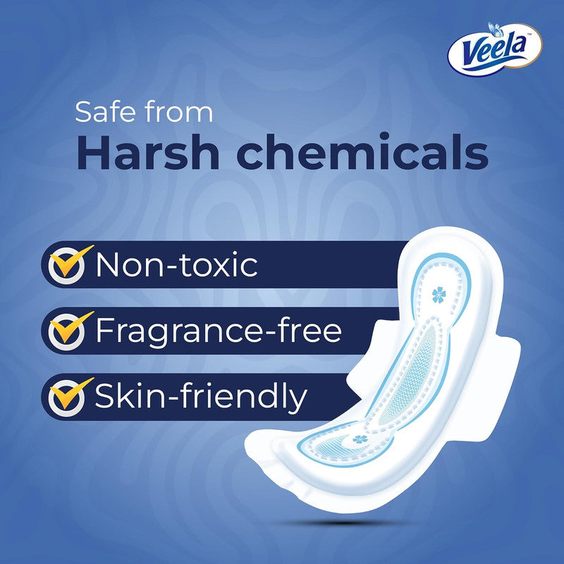 Veela Cushion Soft Ultra Thin Pads for Women - Ultra-Soft, Breathable, and Leak-Proof Sanitary Napkins, Heavy Flow Feminine Hygiene Pads (Long, 8, count)