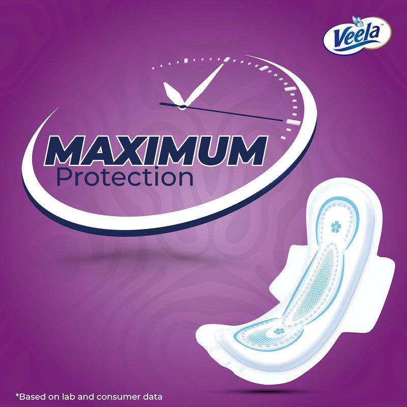 Veela Cushion Soft Ultra Thin Pads for Women - Ultra-Soft, Breathable, and Leak-Proof Sanitary Napkins, Heavy Flow Feminine Hygiene Pads (Overnight, 14, count)