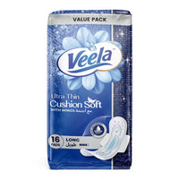 Veela Cushion Soft Ultra Thin Pads for Women - Ultra-Soft, Breathable, and Leak-Proof Sanitary Napkins, Heavy Flow Feminine Hygiene Pads (Long, 16, count)_1