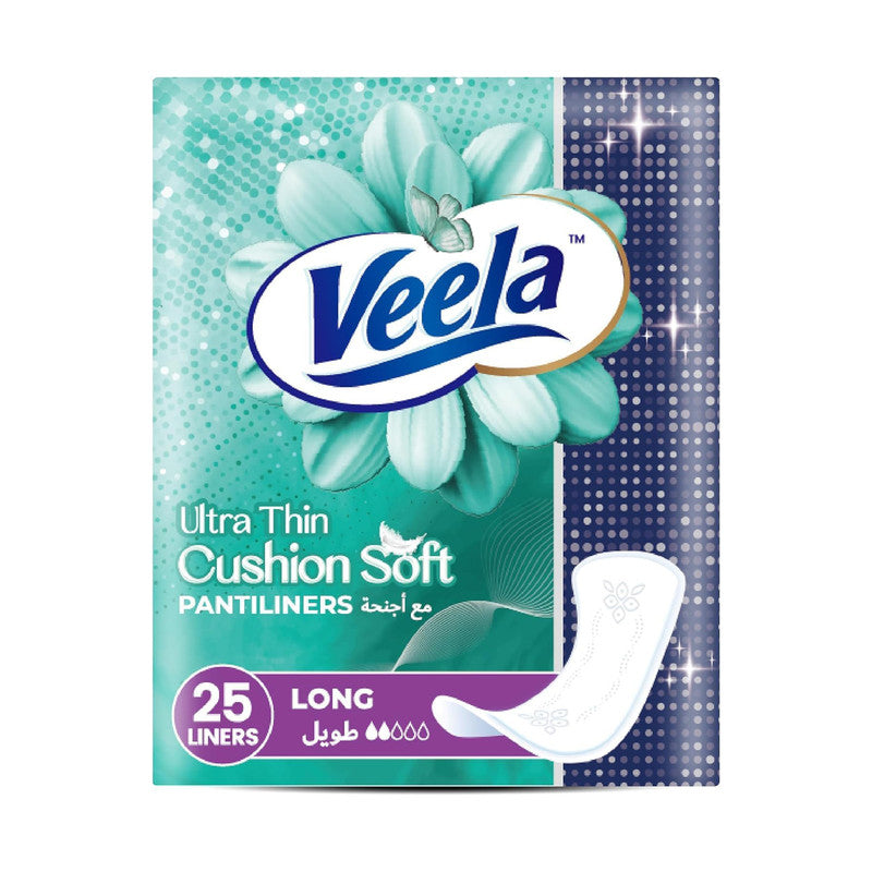 Veela Ultra Thin Pantiliners – Ultra-Light, Breathable, Leak-Proof Daily Feminine Hygiene Protection for Discreet Comfort and Freshness (Long, 25, count)