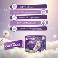 Cushion Soft Baby Diapers Size 3 (28 Count) – Super Soft Cover, Stretchy Fit, Leak Guard, Quick Absorb Core, Hypoallergenic, for 5.5–8 kg / 12–18 lbs Babies_5
