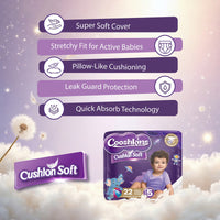 Cushion Soft Baby Diapers Size 5 (22 Count) – Super Soft Cover, Stretchy Fit, Leak Guard, Quick Absorb Core, Hypoallergenic, for 11–18 kg / 24–40 lbs Babies_5