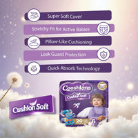 Cushion Soft Baby Diapers Size 6 (20 Count) – Super Soft Cover, Stretchy Fit, Leak Guard, Quick Absorb Core, Hypoallergenic, for 16 kg + / 35+ lbs Babies_5