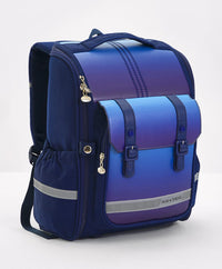 Bonfino School Bag, Night Reflective Light, S-Spine Curve Support, Heat-Dissipating Mesh Back, 6 Years+, Navy Blue - 17 Inches_2