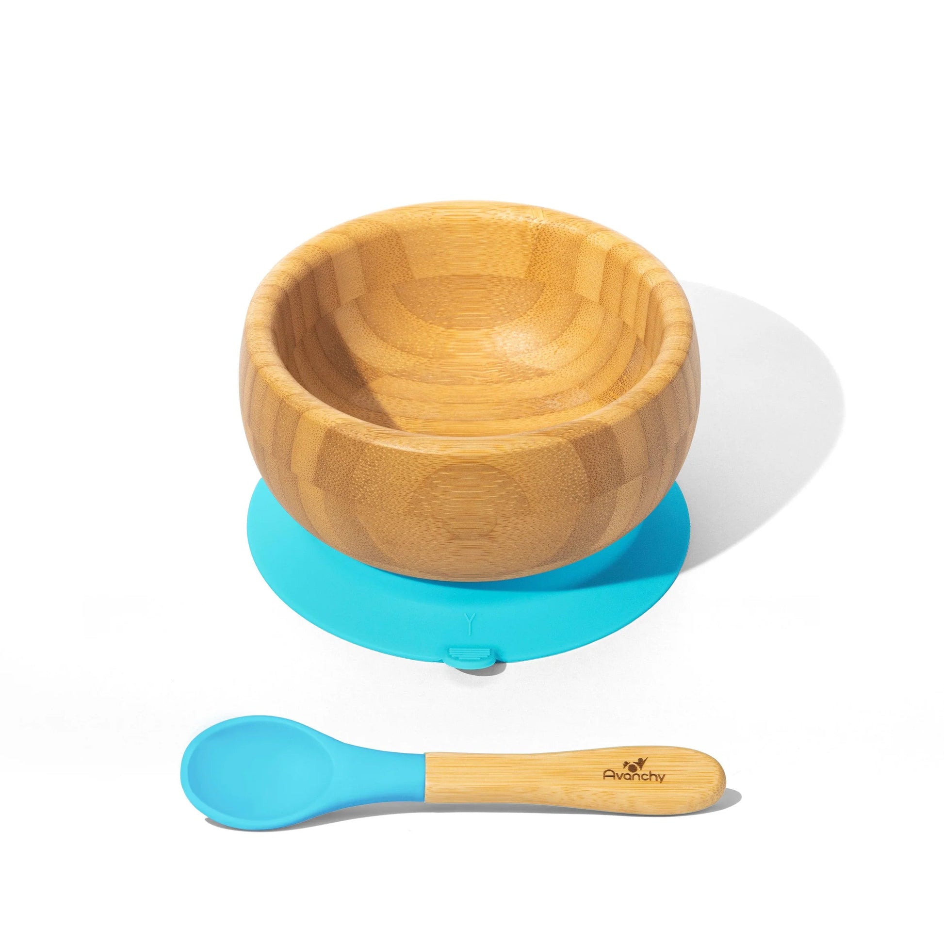 Avanchy - Baby Bamboo Stay Put Suction BOWL + Spoon BL