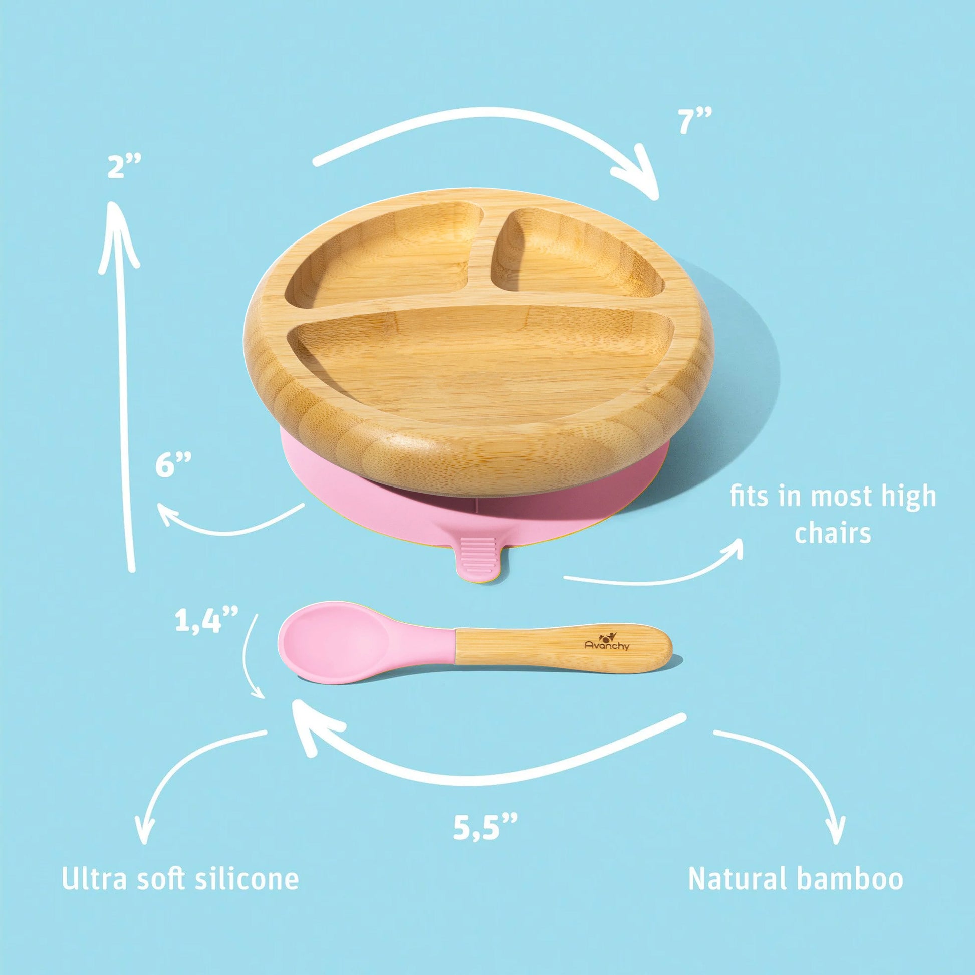 Avanchy - Bamboo Suction Classic Plate + Spoon PK