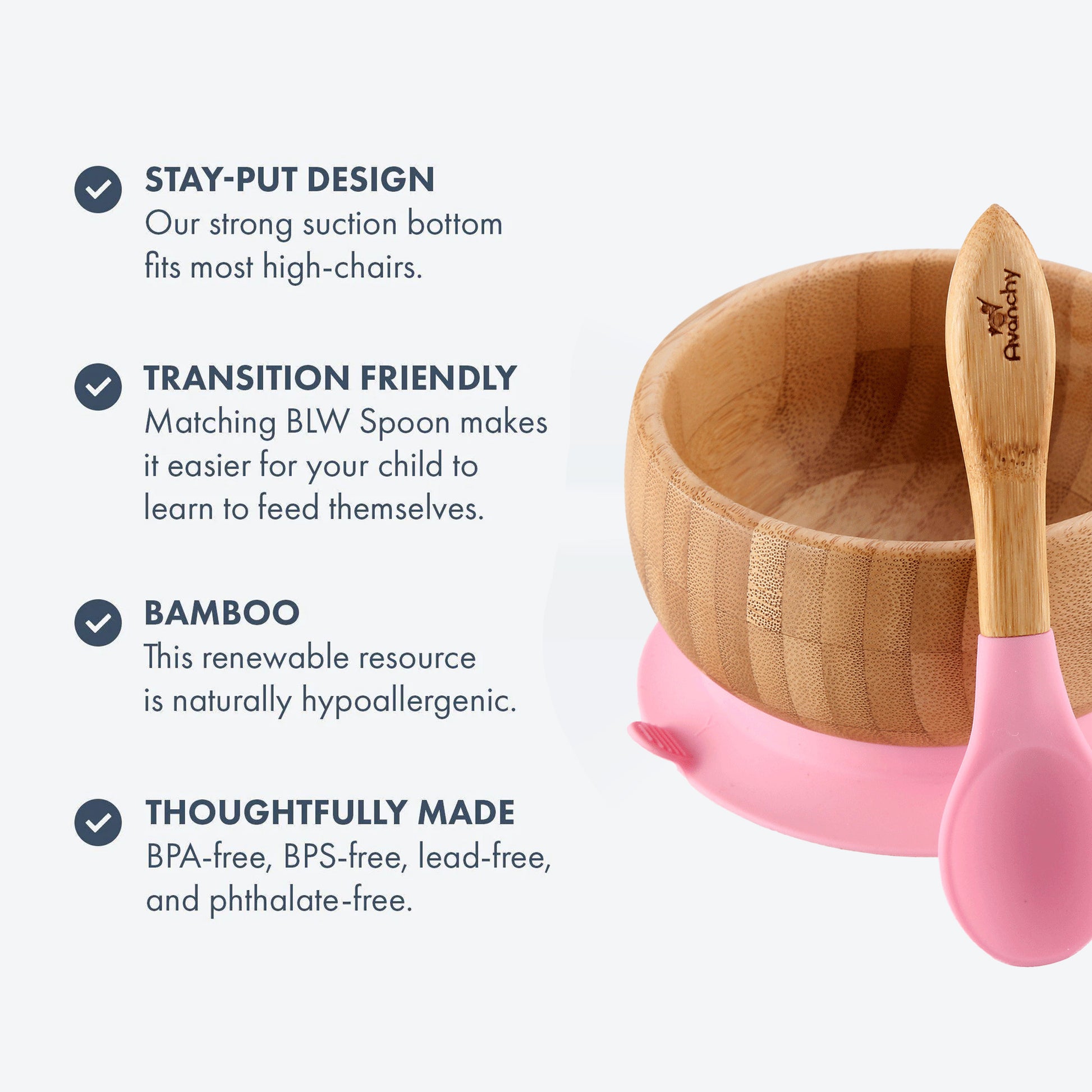 Avanchy - Baby Bamboo Stay Put Suction BOWL + Spoon PK