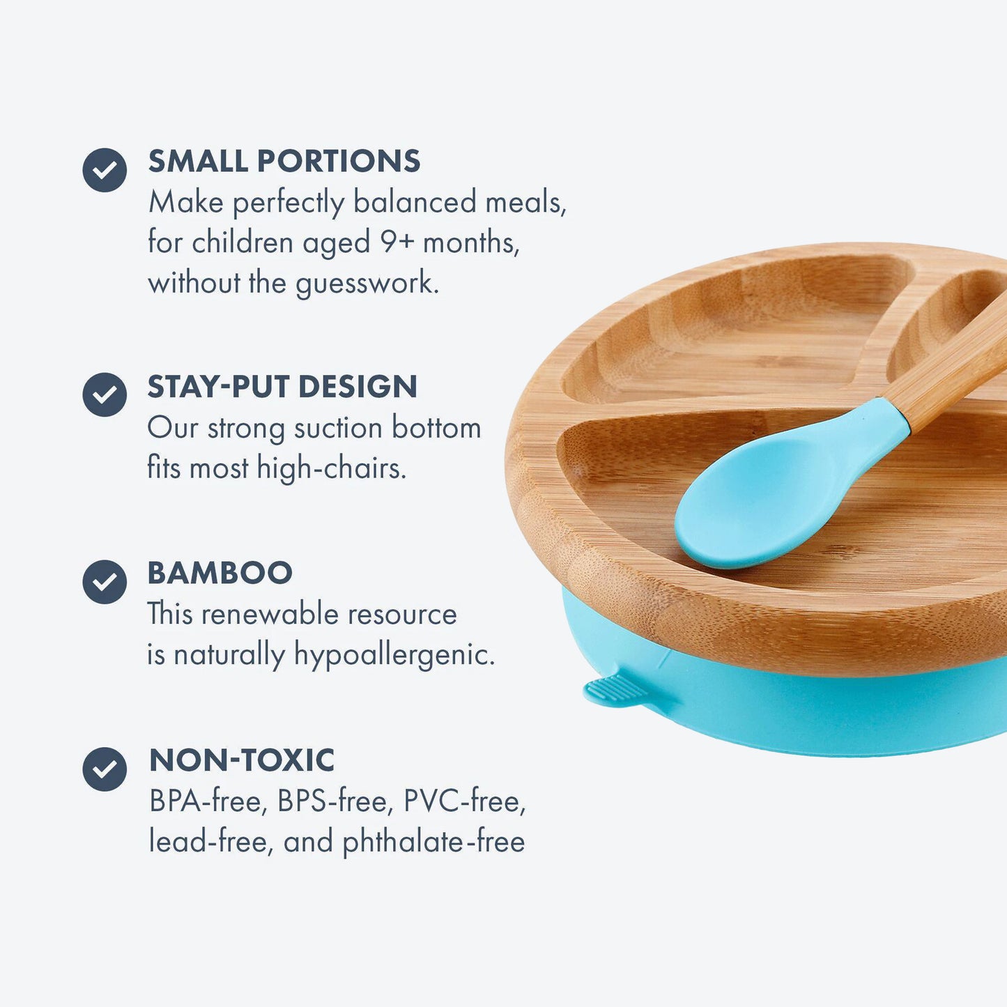 Avanchy - Bamboo Suction Classic Plate + Spoon BL