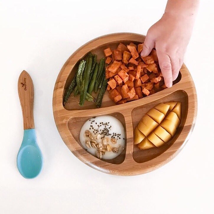 Avanchy - Bamboo Suction Classic Plate + Spoon BL