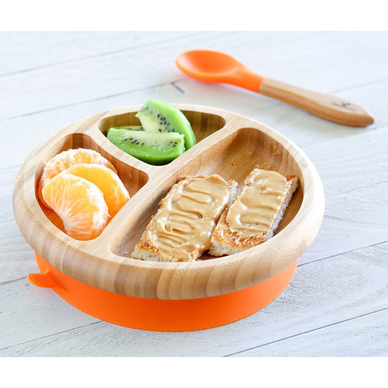 Avanchy - Bamboo Suction Classic Plate + Spoon OG
