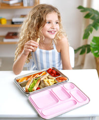 Bonfino Stainless Steel Bento Lunch Box, 5 Compartments, Food Grade, BPA Free, Leak Resistant, 26x18.5x5cm, 895mL, 3 Years+ - Green_3