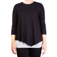 Mama Basic - Double Layer Maternity & Nursing Top  -  Black And Gray_