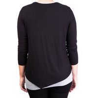 Mama Basic - Double Layer Maternity & Nursing Top  -  Black And Gray_2