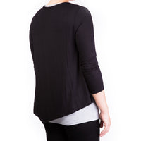Mama Basic - Double Layer Maternity & Nursing Top  -  Black And Gray_3