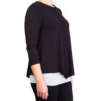 Mama Basic - Double Layer Maternity & Nursing Top  -  Black And Gray_4
