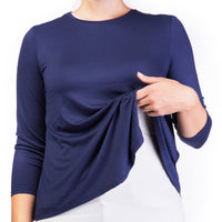 Mama Basic - Double Layer Maternity & Nursing Top  -  Navy And Cream_