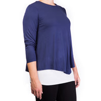 Mama Basic - Double Layer Maternity & Nursing Top  -  Navy And Cream_2