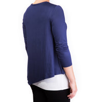 Mama Basic - Double Layer Maternity & Nursing Top  -  Navy And Cream_3