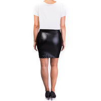 Mama Basic - Eco Leather Skirt Nursing Dress - Black And White_3