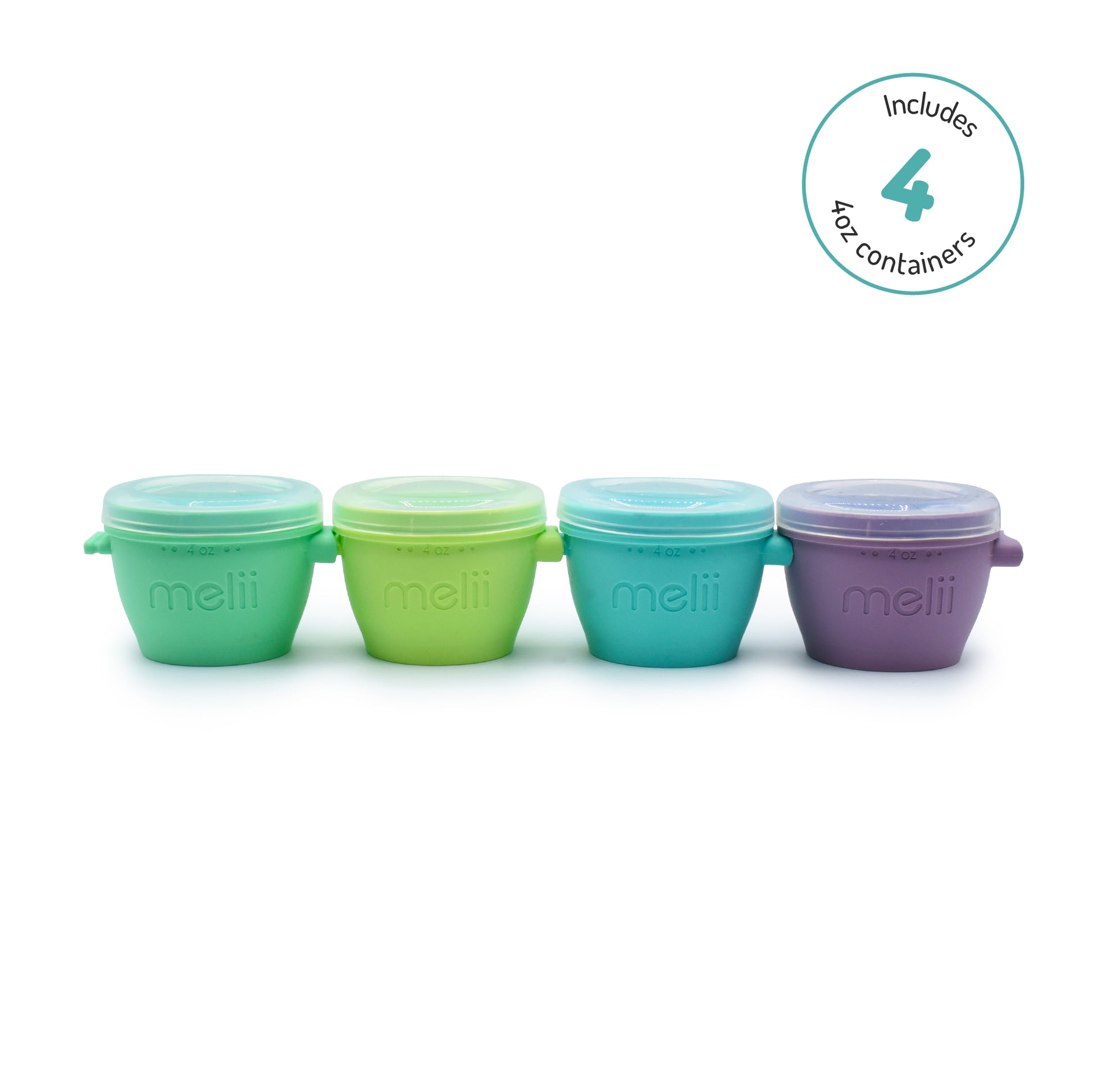 Melii Silicone Snap & Go Pads, Food Storage Container 4 oz, 4 pcs