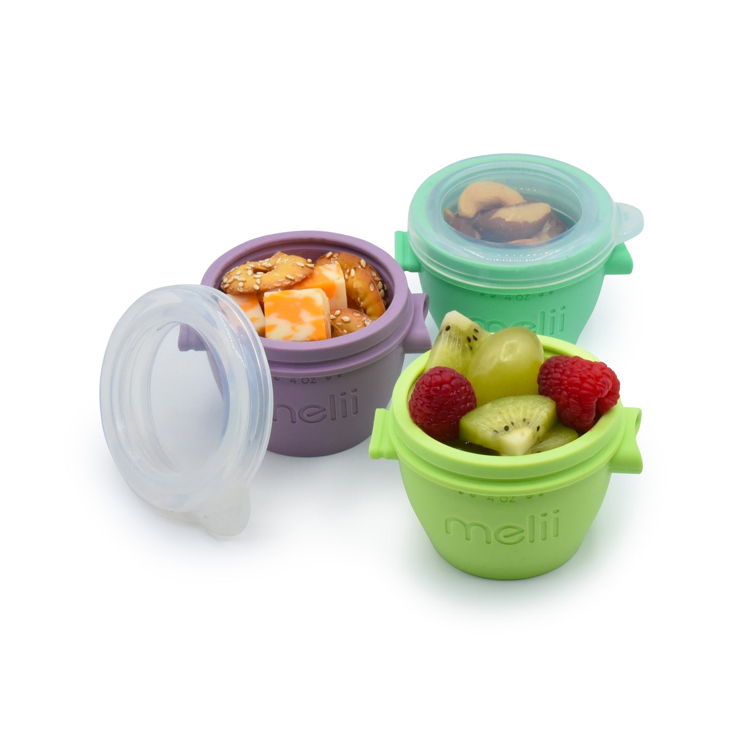 Melii Silicone Snap & Go Pads, Food Storage Container 4 oz, 4 pcs