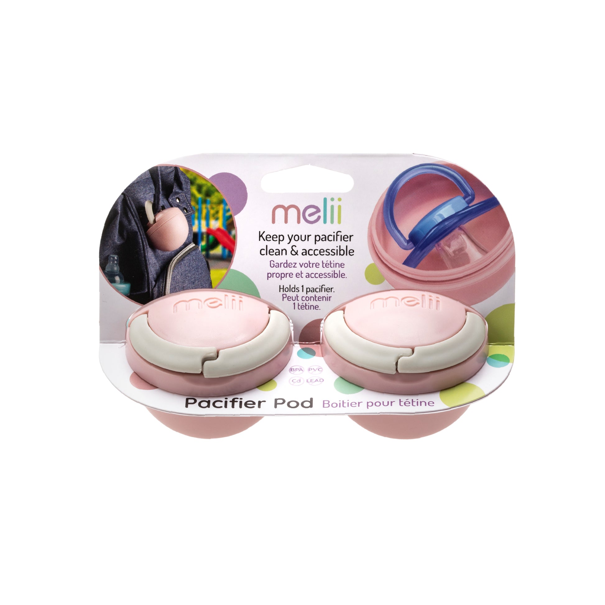 Melii  Baby Pacifier Pod - Pack of 2 - Adorable and Practical Baby Pacifier Storage - BPA Free Safety - Easy to Cary