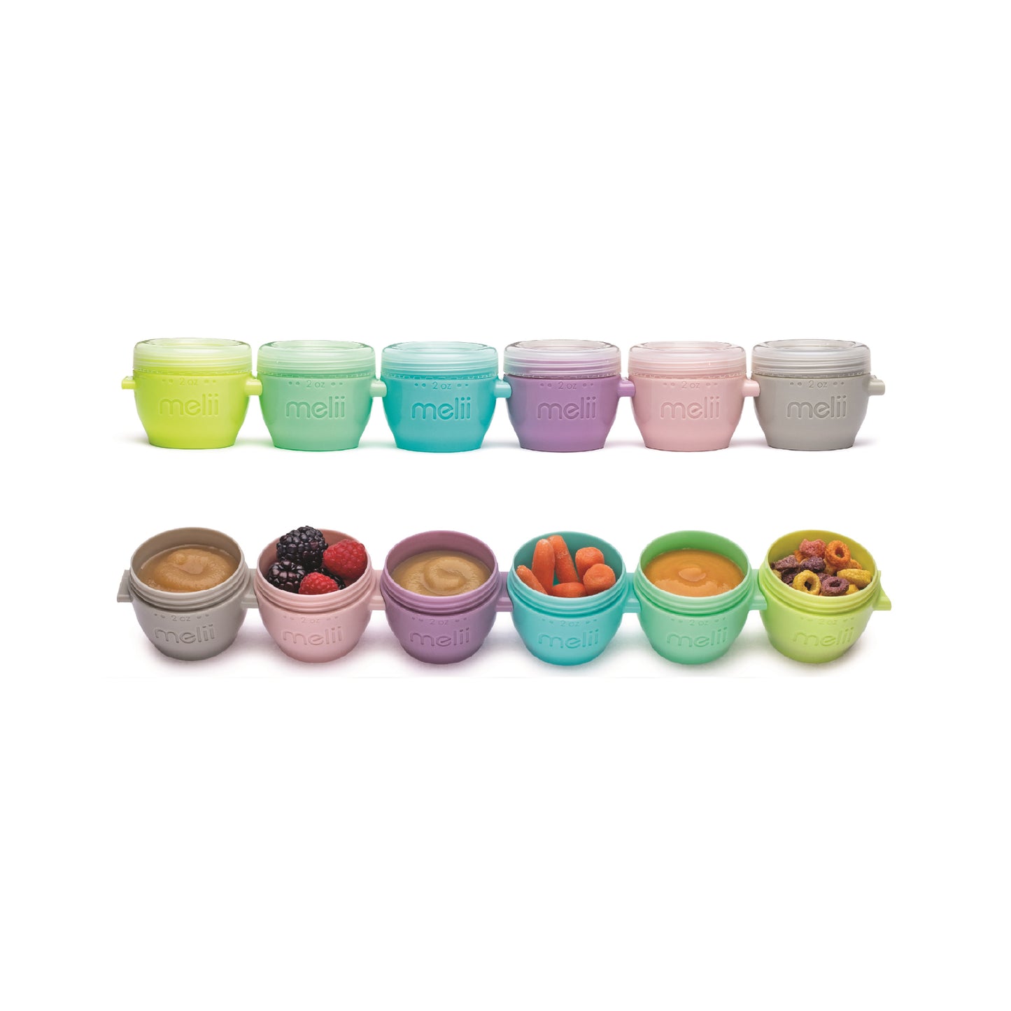 Melii Snap & Go Pods - Airtight & Leakproof Baby Food Containers - Baby Food Storage Pods for Effortless Mealtime, 2oz, Set of 6