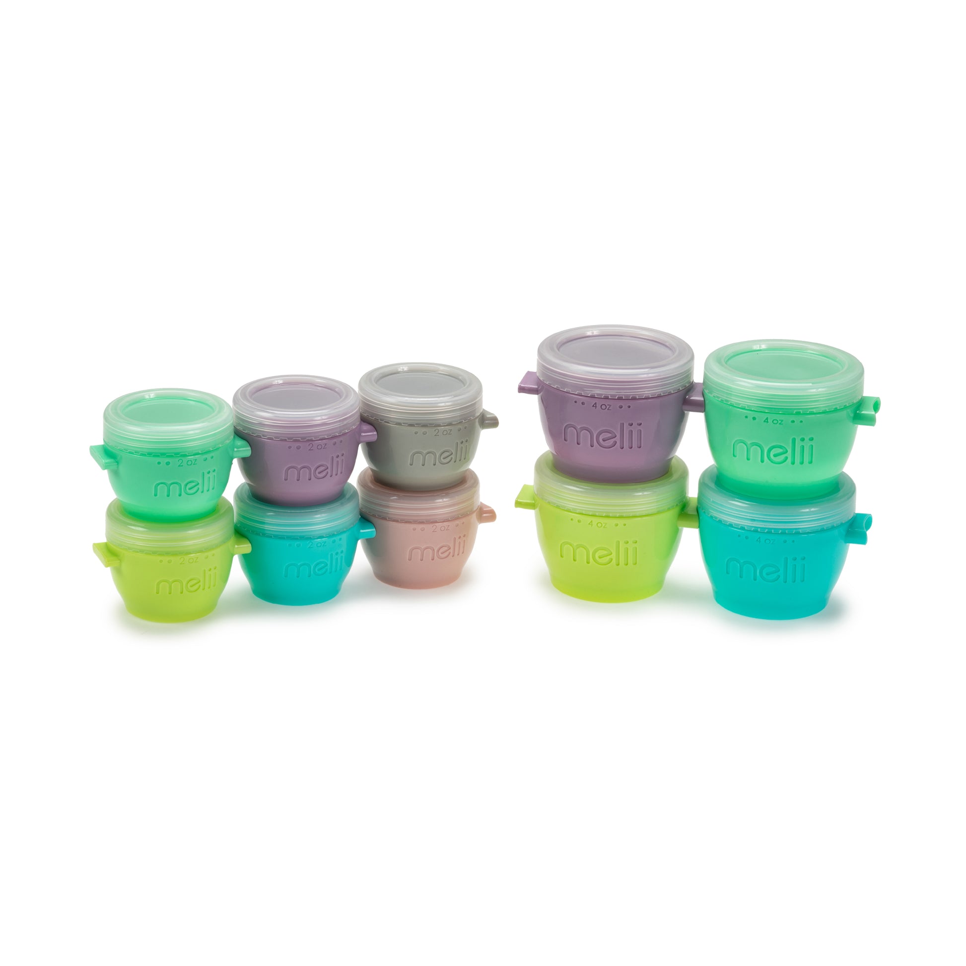 Melii Snap & Go Pods - Airtight & Leakproof Baby Food Containers - Baby Food Storage Pods for Effortless Mealtime, 2oz, set of 6 +  4oz, set of 4