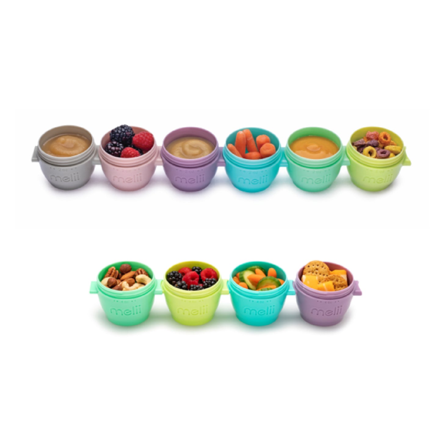 Melii Snap & Go Pods - Airtight & Leakproof Baby Food Containers - Baby Food Storage Pods for Effortless Mealtime, 2oz, set of 6 +  4oz, set of 4