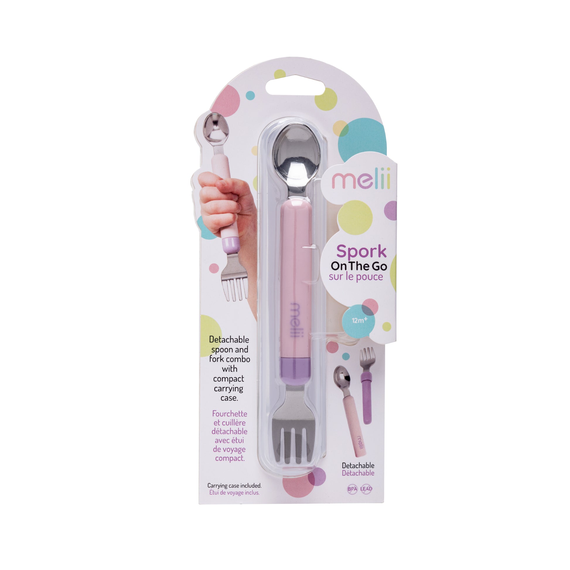 Melii Detachable Spoon & Fork Combo - Portable Baby and Toddler Travel Utensils Set for Mess-Free On-the-Go Feeding