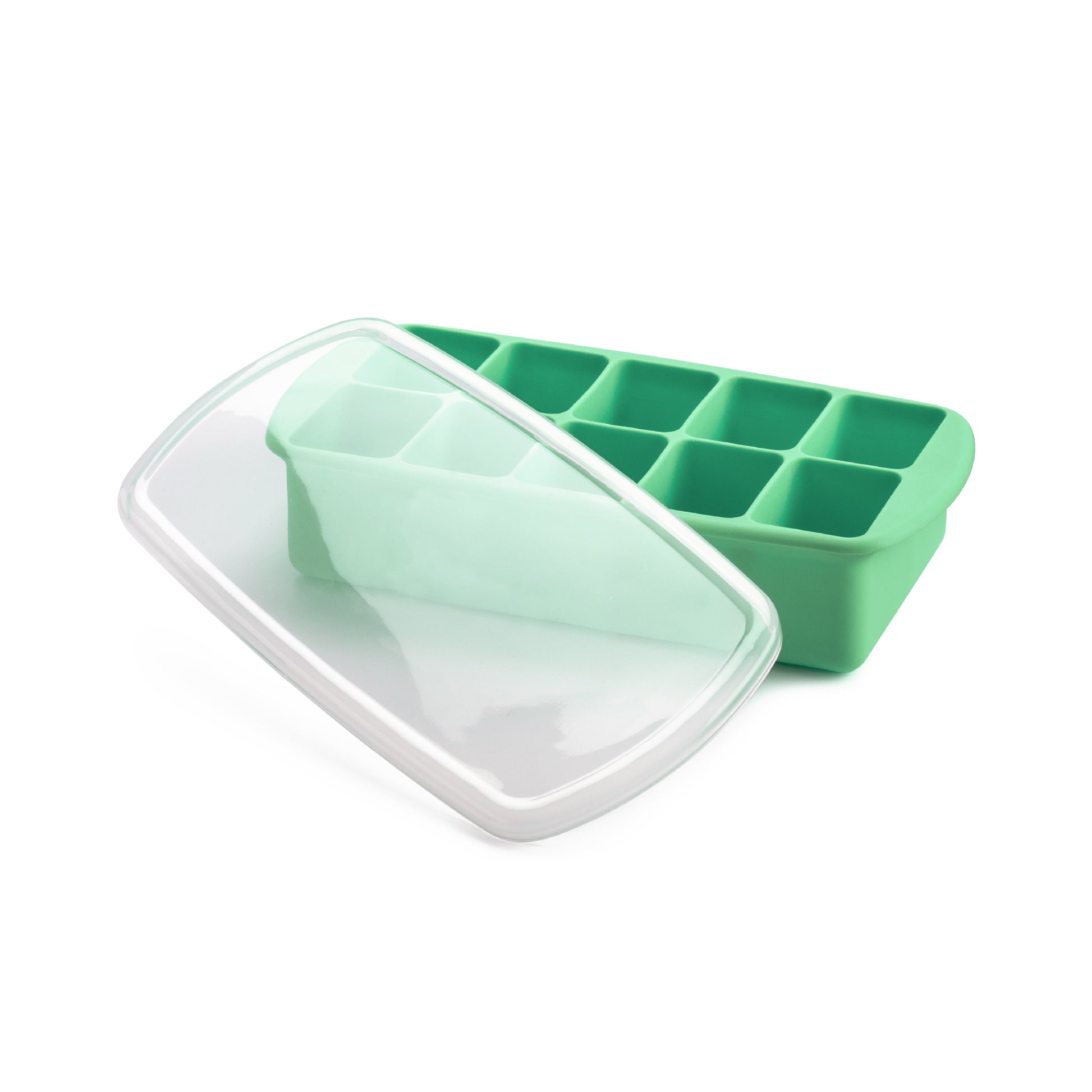 melii Baby Food Prep Silicone Tray with Lid Mint - BPA-Free, Versatile, Stackable for Convenient Freezing and Odor Protection