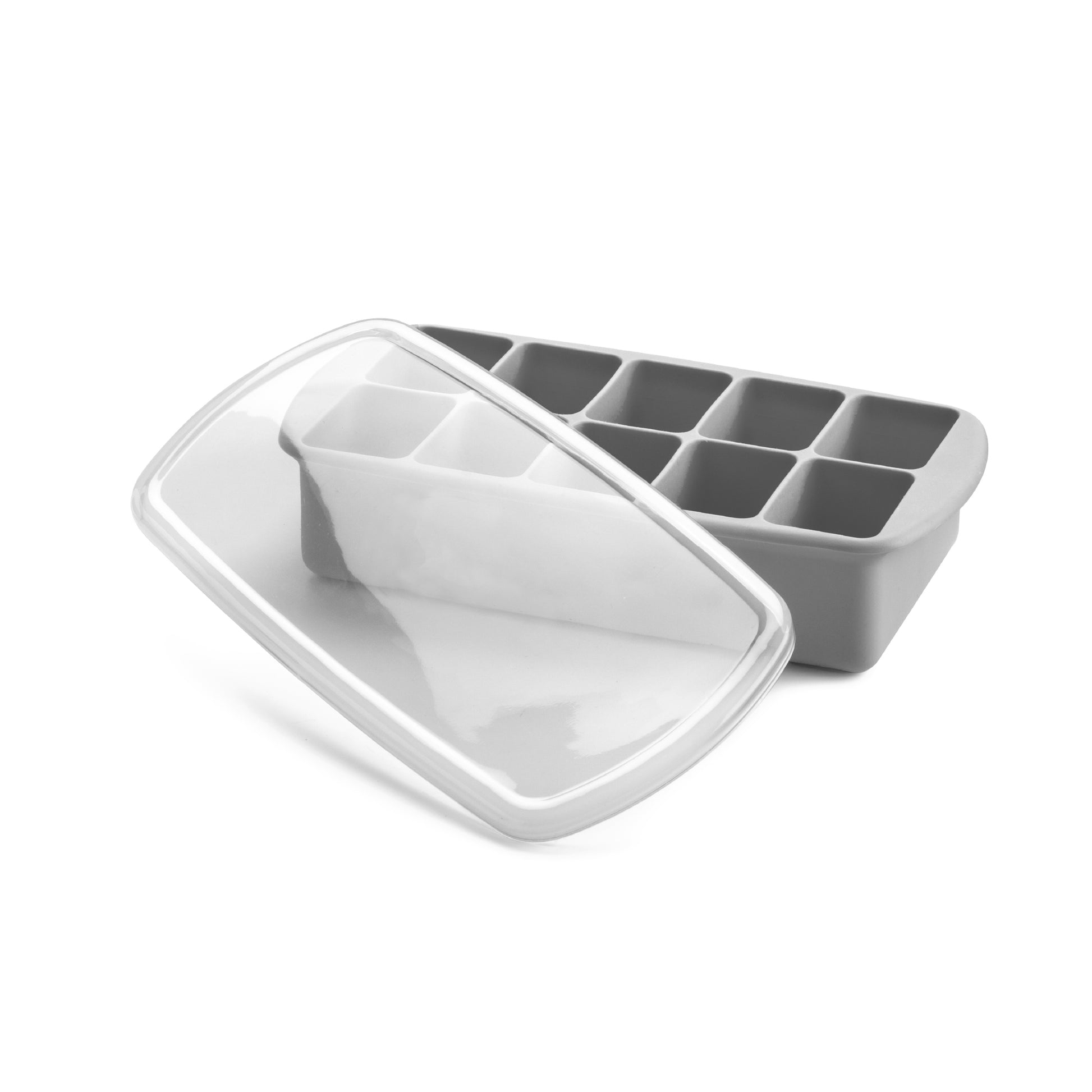 melii Baby Food Prep Silicone Tray with Lid Grey - BPA-Free, Versatile, Stackable for Convenient Freezing and Odor Protection