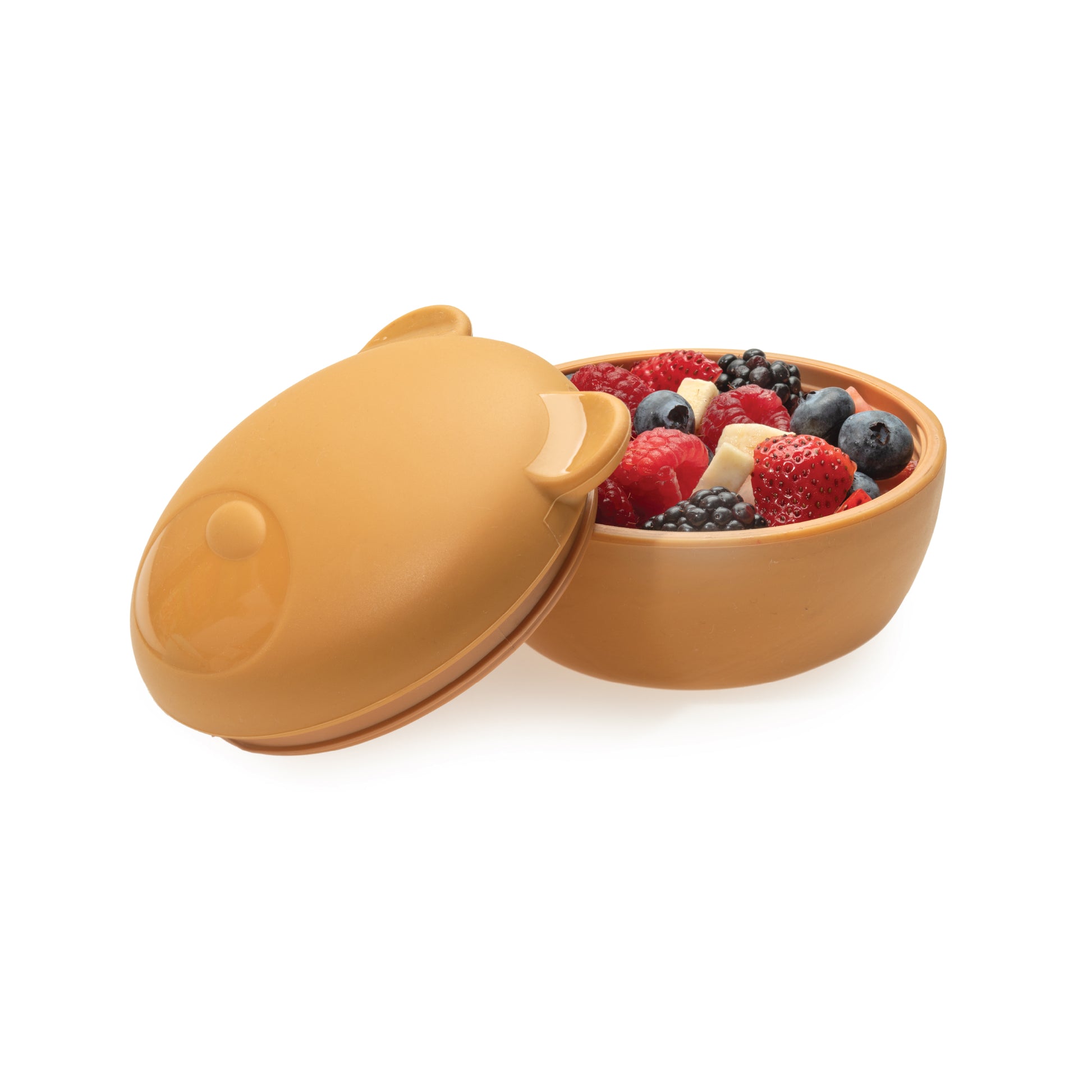 Melii Silicone Brown Bear Bowl with Lid 350 ml - Airtight & Leakproof Food Storage for Babies, Toddlers, Kids - BPA Free, Microwave Safe, Perfect for On-the-Go Meals Snacks