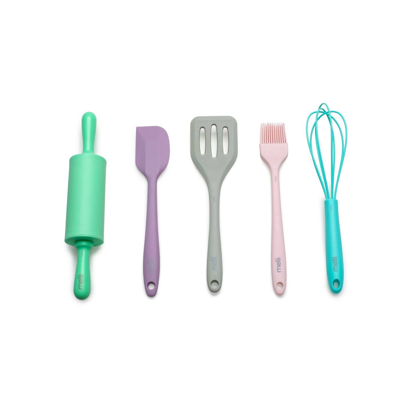 Melii Kids 5 Piece Mini Baking Tool Set - Safe, Durable, Versatile Culinary Fun for Young Chefs - BPA Free, Easy to Clean, Ideal for Play, Real Cooking, Great Gift Idea