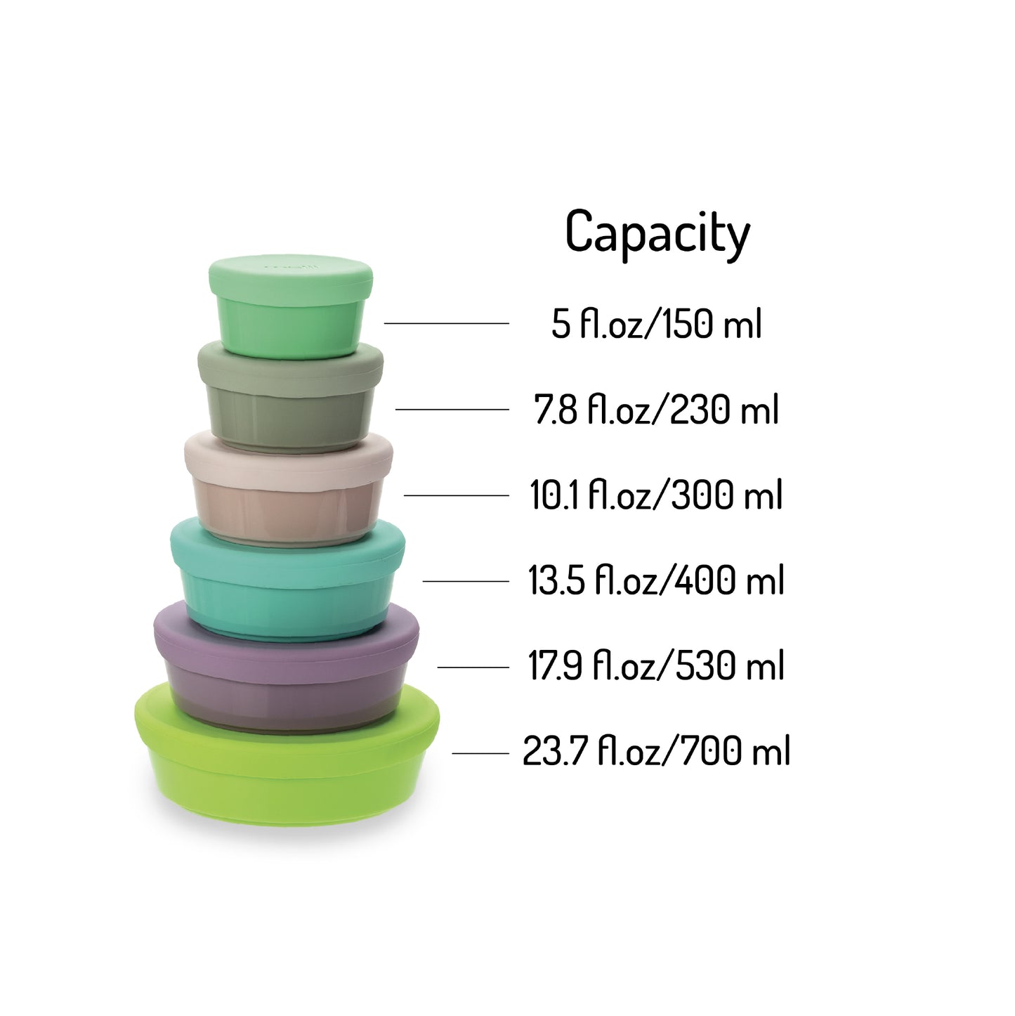 Melii Stacking & Nesting Food Storage Containers with Silicone Lids - 12 Piece Set for Kids, BPA Free, Dishwasher & Microwave Safe, Compact Storage, Versatile Sizes