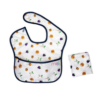 melii Fold Up Bib 2-Pack - Water-Resistant and Playful Bear Design, Adjustable Velcro, Deep Spill Pocket - Perfect for On-the-Go Parents and Messy Mealtimes_1