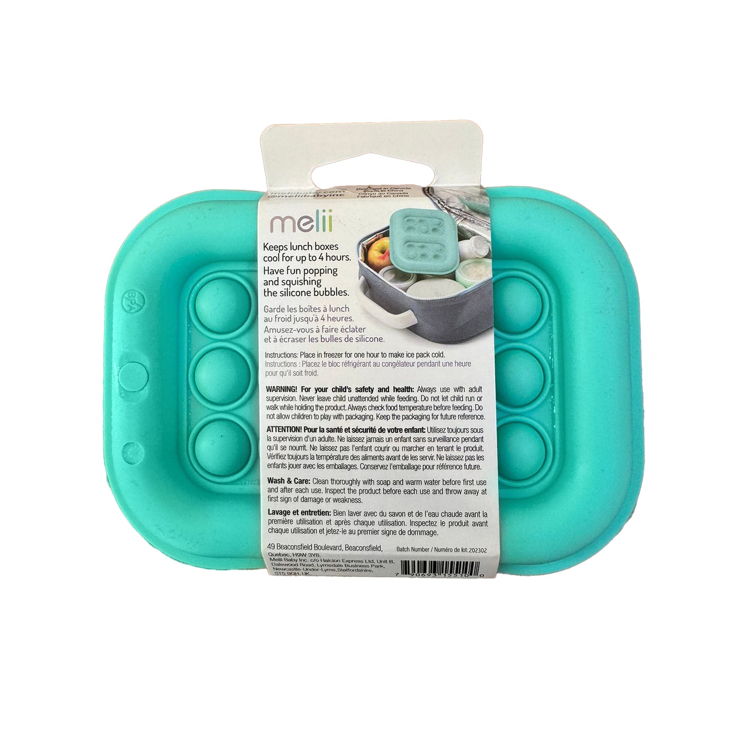 melii Turquoise Pop It Ice Pack for Kids - Dual Purpose Fidget Toy and Cooling Solution - Reusable, Slim Design - Keeps Meals Fresh for up to 4 Hours - Perfect for Snack Time, Lunch Boxes