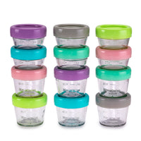 melii Glass Baby Food Containers - Airtight, Leakproof, Storage for Babies, Toddlers, Kids – BPA Free, Microwave & Freezer Safe - Set of 12, (6 x 4oz + 6 x 2oz)  with Easy Open Lids_1